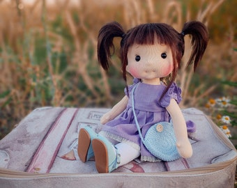 Lavender - Waldorf doll inspiration, Organic cotton doll, baby doll and dolls for collectors, gift doll, Art and Doll, waldorf dolls style