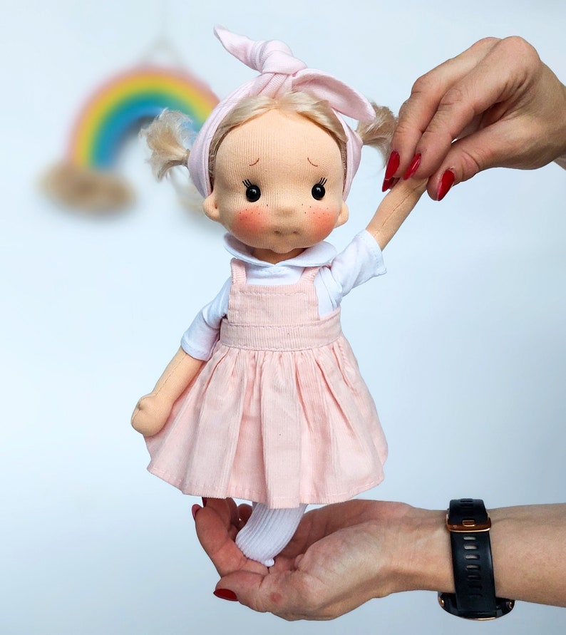 Bubu little hug Waldorf doll inspiration, Organic cotton doll, baby doll and dolls for collectors, gift doll, Art&Doll image 1