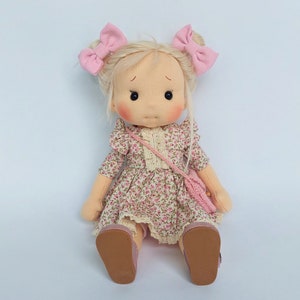 Amy Waldorf doll inspiration, Organic cotton doll, baby doll and dolls for collectors, gift doll, Art and Doll image 3