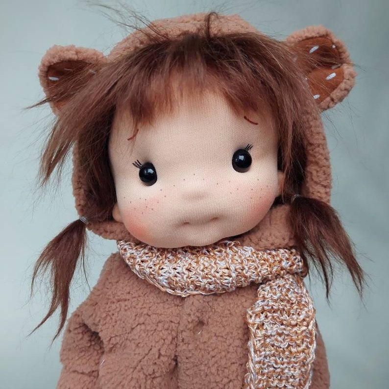 Teddy Waldorf doll inspiration, Organic cotton doll, baby doll and dolls for collectors, gift doll, Art and Doll, waldorf dolls style image 6