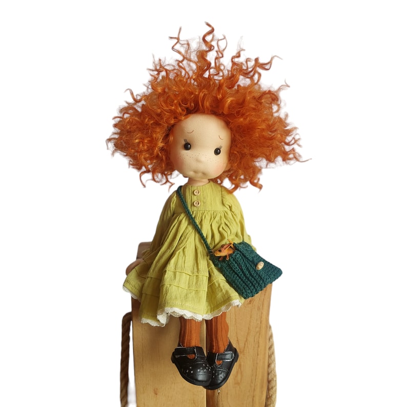 Merida Poupée mobile complète, inspiration poupée Waldorf, poupée en coton biologique, poupée pour collectionneurs, poupée cadeau, Art et poupée, Puppen textile image 5