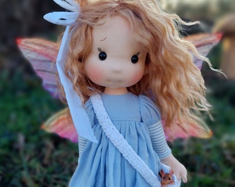 Moon Fairy - Full mobile doll, Waldorf doll inspiration, Organic cotton doll, Doll for collectors, gift doll, Art and Doll, textile Puppen