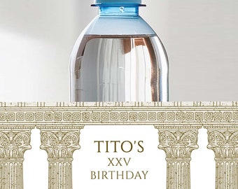 Roman Temple Water Bottle Label: Editable Party Favor (Digital Download) - Corjl 031C