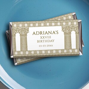 Editable Candy Bar Wrapper for toga party, Roman Temple Columns Template, Costume Ancient Greece Rome Birthday, Instant Corjl Template 031C