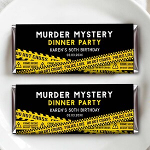 Murder Mystery Party Candy Bar Wrapper, Two Sizes Included, Instant Download Editable Template - Corjl 009