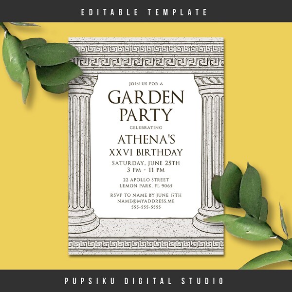 Greek God Birthday Party Invite Etsy