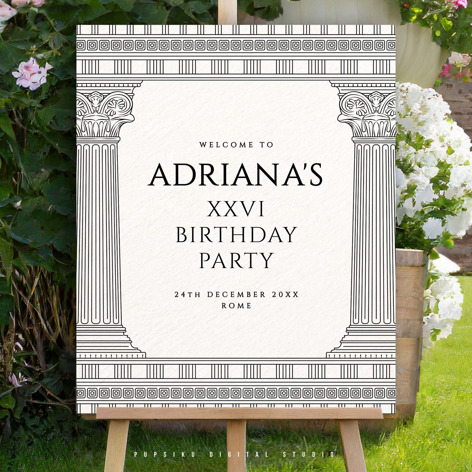 Welcomesign Color Schemes CUSTOM COLORS Welcome Sign, Editable Roman Party Decor, 16x20” Digital ...
