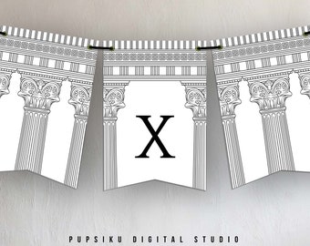 Baner na imprezę z historią starożytną: edytowalny szablon flagi 5x7 (do pobrania cyfrowego) - Corjl 032C