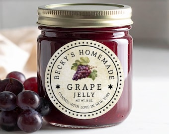 Grape Jelly Sticker: Editable  2x2" Canning Jar Label Template (Digital Download) - Corjl 070GP