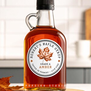 Maple Syrup Sticker: Editable Canning Jar Label Template (Digital Download) - Corjl 070MS