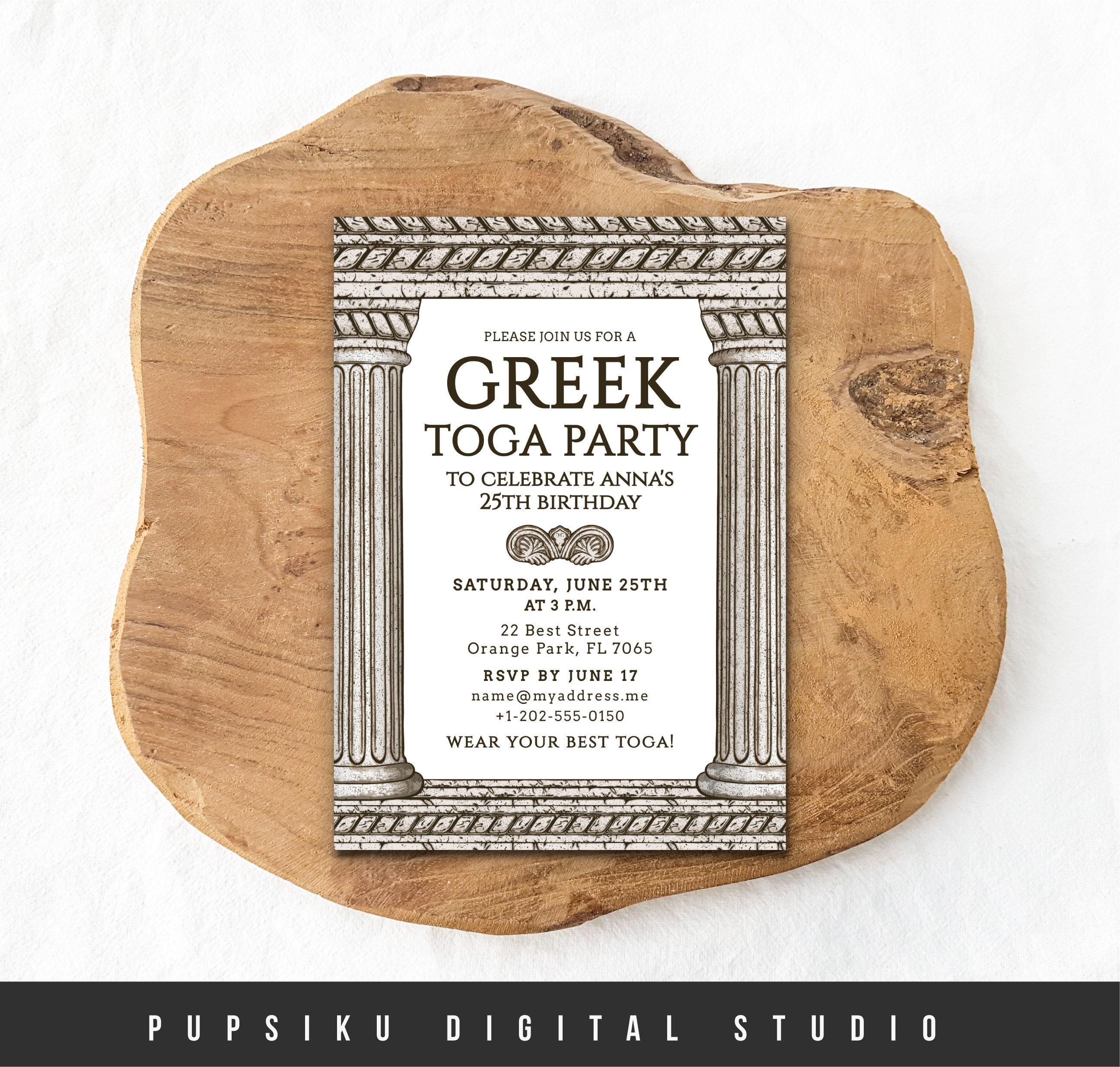 Editable Greek Toga Party Invitation Ancient Rome Themed Etsy Ireland