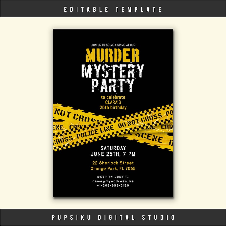 Murder Mystery Birthday Party Invitation Detective or Police - Etsy