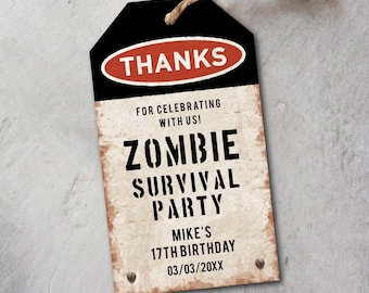 Etykiety na upominki na imprezę z zombie: Zardzewiałe znaki, szablony etykiet na słodycze na Halloween (2x3,5 do pobrania w wersji cyfrowej) - Corjl 050