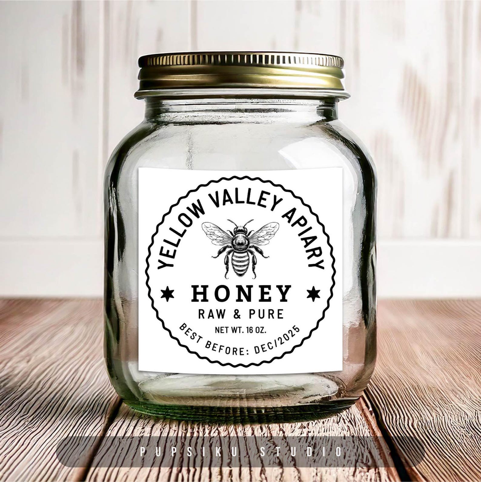 Honey Label for Jars, Custom Colors 2x2 Square or Round Jar Sticker