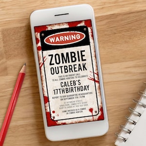 Halloween Zombie Party Electronic Invite, Blood Stains, 1080x1920px Editable Halloween Party, Monsters Cosplay Event, Corjl Template 050B