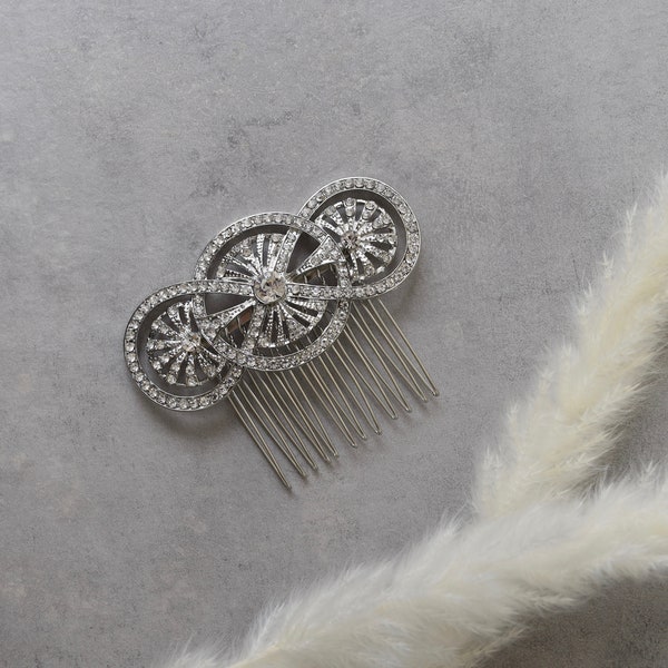 Bridal Hair Comb "Ophelia" Art Deco Silver Crystal Hair Accessory