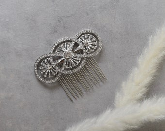 Pettine per capelli da sposa "Ophelia" Art Deco Silver Crystal Hair Accessory