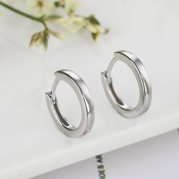 Small Croissant Hoop Earrings, Plain Ring Hoop, Silver Tragus Hoop, Bold Hoop Earring, Dainty Cartilage Earring, Everyday Hoops, Huggie Hoop