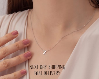 Sterling Silver Initial Necklace: Dainty Personalized Letter Jewelry