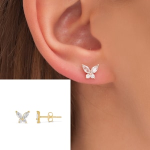 Butterfly Studs, Butterfly Earrings, Sterling Silver studs, Stackable Butterfly Earrings, Dainty Earring, Minimalist Earring, Gift for mom