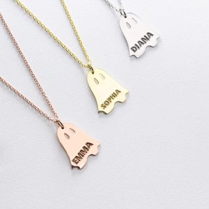 Personalized Ghost Necklace: Sterling Silver Halloween Jewelry