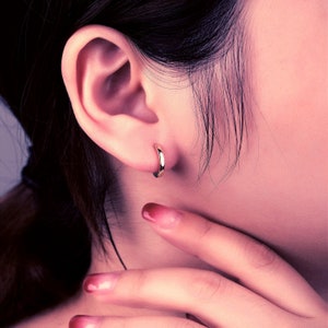 Huggie Hoop Earrings, Plain Second Hole Rose Gold Hoops, Cartilage Earring, Helix Hoops, everyday Hoops, Dainty Jewelry, Gift for mom