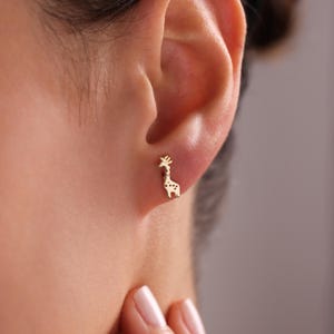Giraffe Stud Earrings in Sterling Silver, Tiny Giraffe Sterling Silver Stud Earrings, For Animal Lovers, Gift for her, Christmas Gift