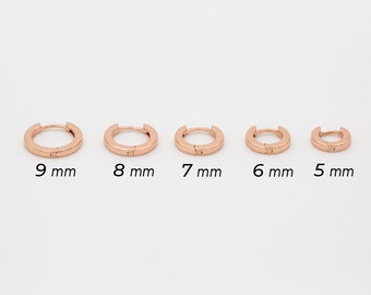 Rose Gold Croissant Hoop Earrings: Sterling Silver Huggie Hoops