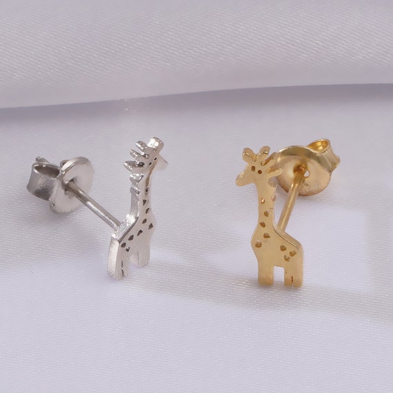 Jewellery Earrings Clip-On Earrings minimalist nature earrings/ animal ear cuff/ silver studs Christmas gift for her Cute giraffe 925 silver clip on earrings 