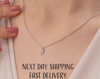 Letter Necklace, Initial Necklace, Sterling Silver Initial Necklace, Gold Necklace, Wife Gifts ,Gifts For Mom, Birthday Gift for her