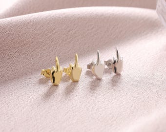 Sterling Silver Middle Finger Earrings: Feminist Jewelry Gift