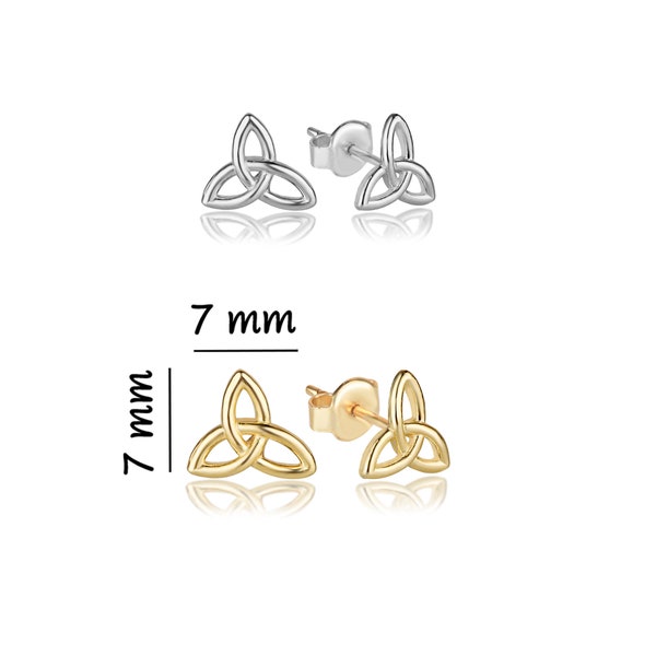 Sterling Silver Small Trinity Knot Stud Earrings, Celtic Irish Trinity Infinity Jewellery, Tiny Celtic Studs