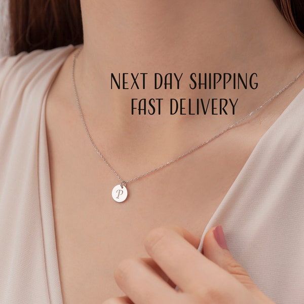 Personalized Circle Tag, Minimalist Necklace, Engraved Disc, Handmade Initial Disc Necklace, Monogram Coin, Gift for Her, Aesthetic Necklace