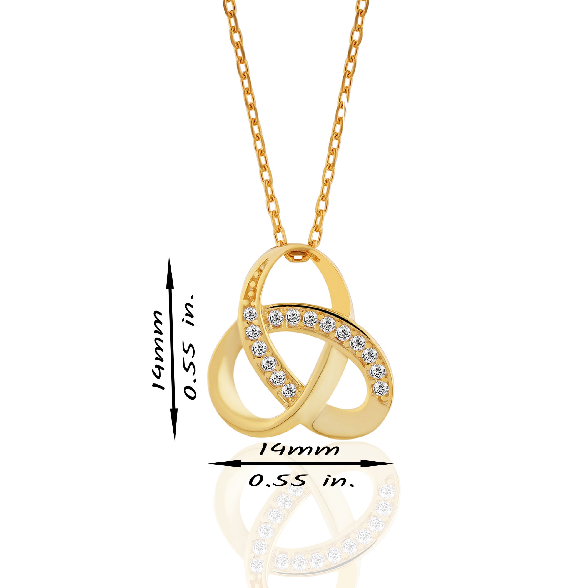 Solid 925 Sterling Silver Celtic Trinity Knot Pendant - Gold Vermeil Triquetra, New Without Tags 2 thumbnail image