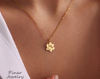 Minimalist Paw Necklace, Animal Necklace, Personalized Necklace, Tiny Memorial Necklace, Paw Print Jewelry, Gift for Her, Memorial Gift