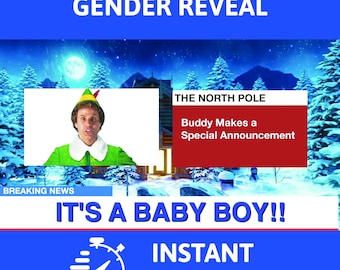 Buddy Elf Gender Reveal Video – It's a Boy Announcement (Instant Download)
