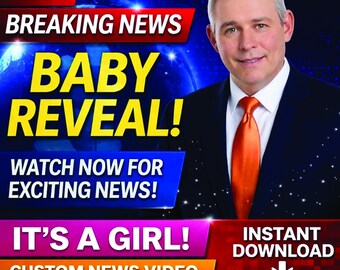 Breaking News Baby Girl Reveal Video Template | Custom Mickey Mouse Canva Announcement (Digital Download)