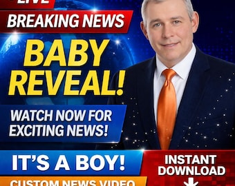 Breaking News Baby Boy Reveal Video Template | Custom Mickey Mouse Canva Announcement (Digital Download)