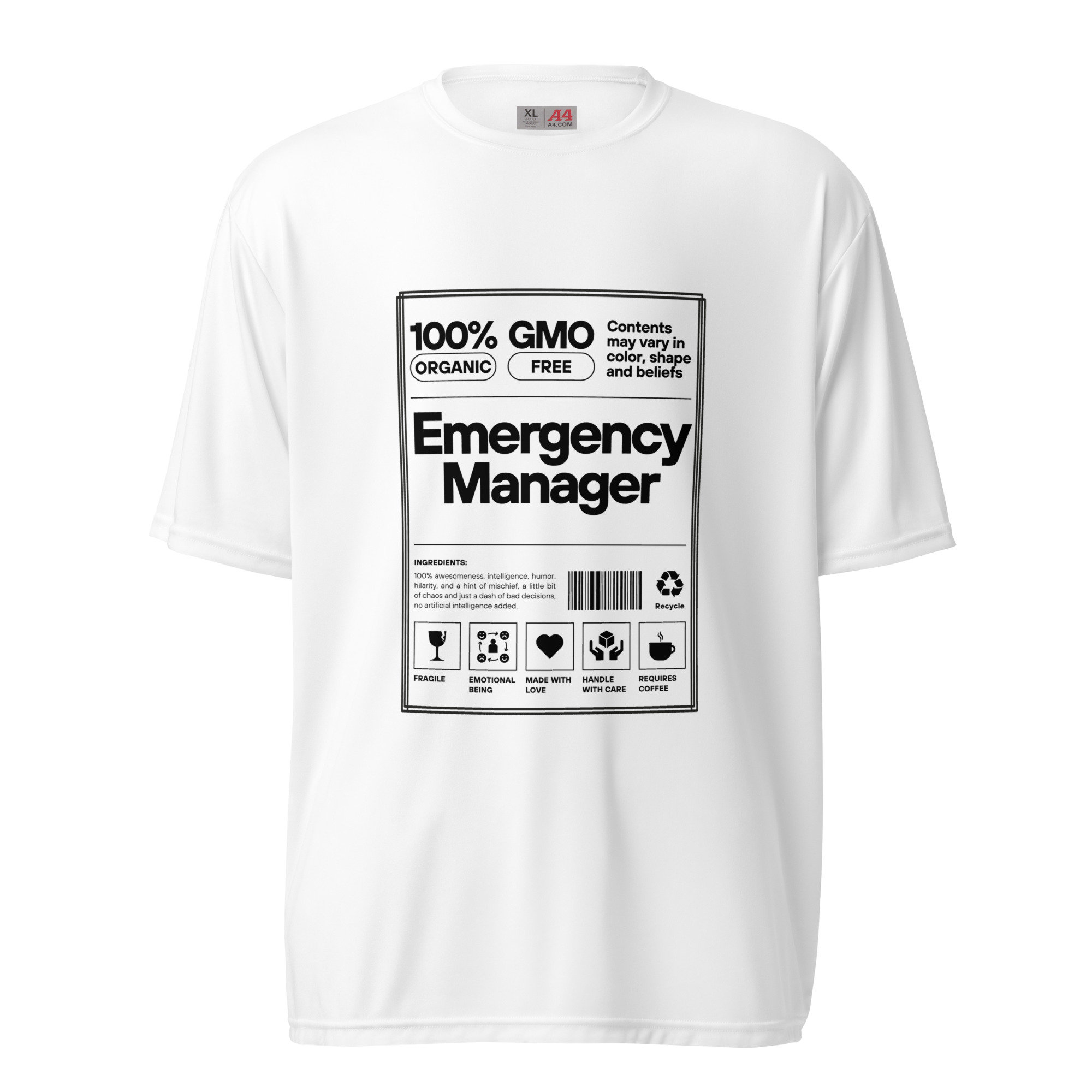 Emergency Manager Shirt. EM Label Poster Shirt Funny Unisex Performance ...