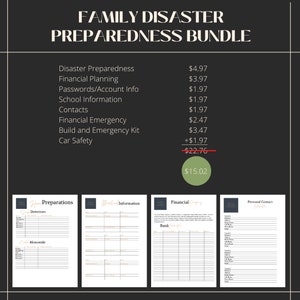 Family Disaster Emergency Preparedness Plan Bundle. PDF Digital Download. Safety. Family Planning. Emergency Preparedness