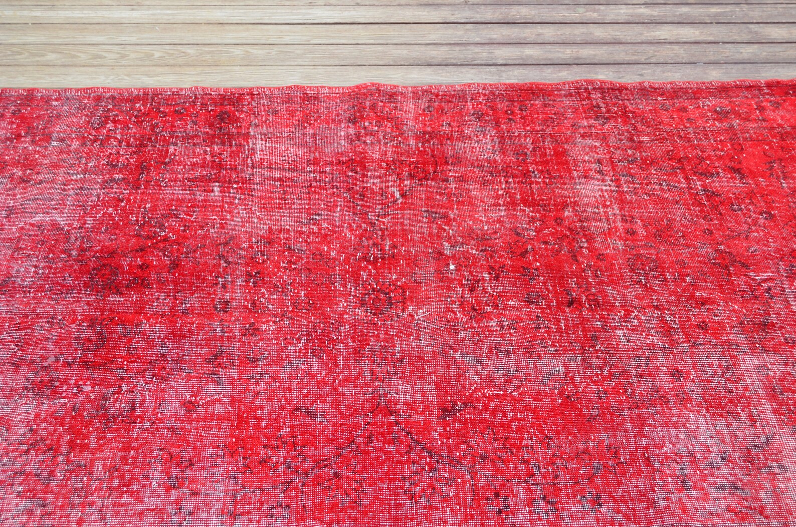 Large Red Turkish Overdyed Rug Plain Elegant Wool Rug Soft Etsy