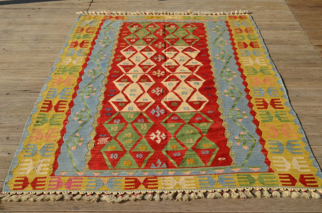 Turkish Area Kilim Handmade Wool Kilim Large Kilim Rug Etsy