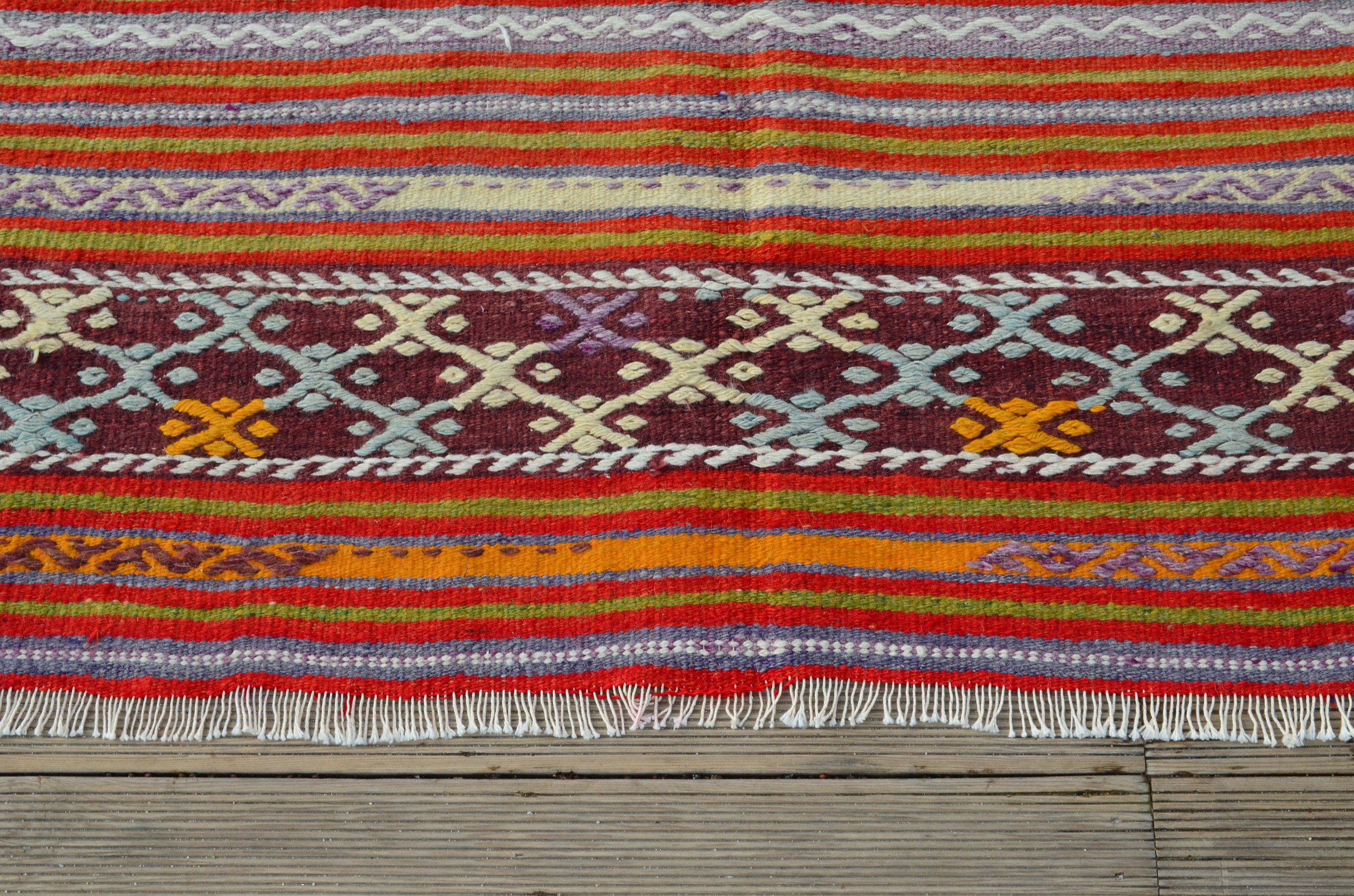 Large Colorful Striped Kilim Rug Embroidered Cicim Kilim Rug Etsy UK