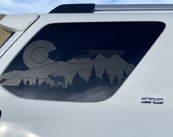 Stickers montagne du Colorado avec wapiti (recto-verso)