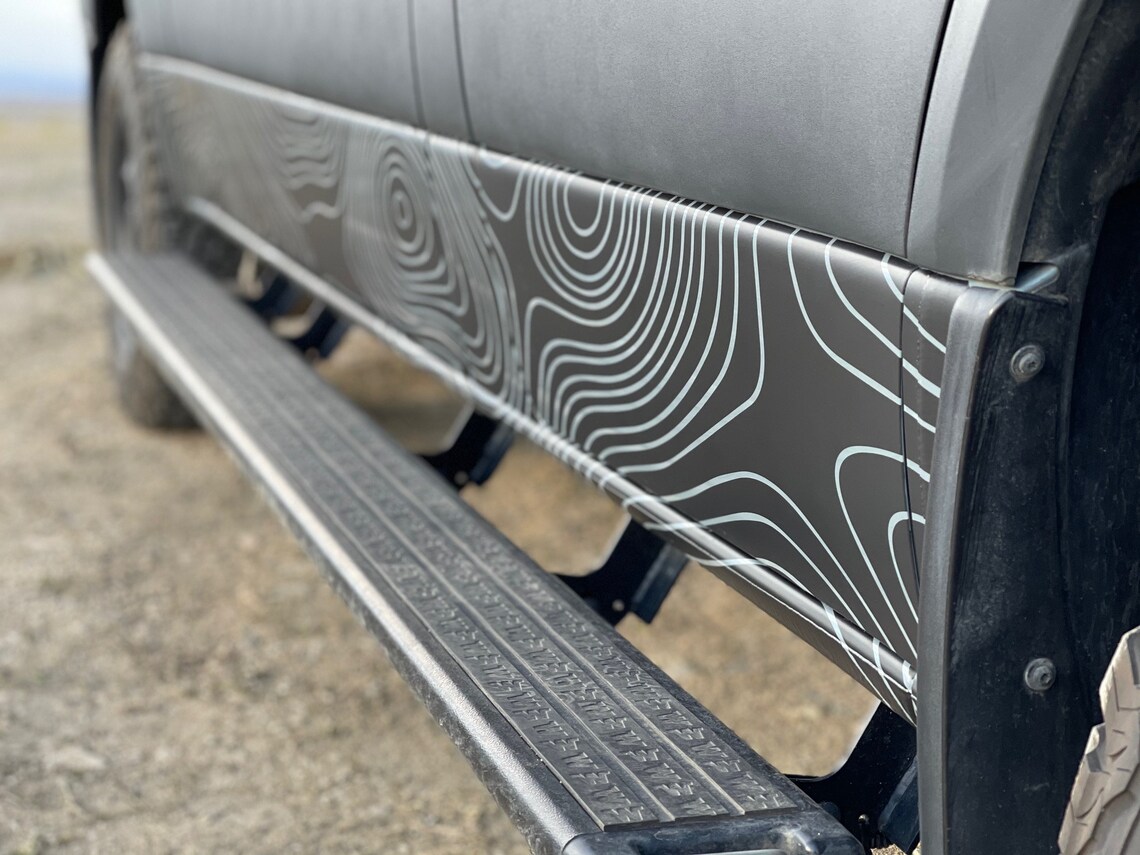 Topo Map Design for side rocker of van Etsy