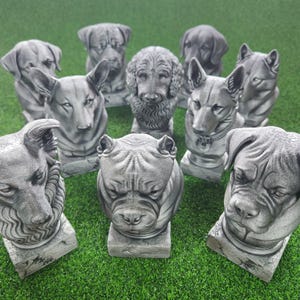 Metallic Silver Dog Busts