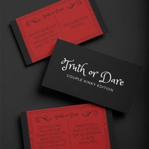 160 Kinky Truth or Dare, adult-themed couple card game, Dirty edition in PDF or PNG file