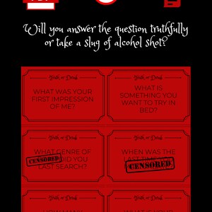64 Cards of Truth or Drink Printable Card Game Adult-themed | Etsy
