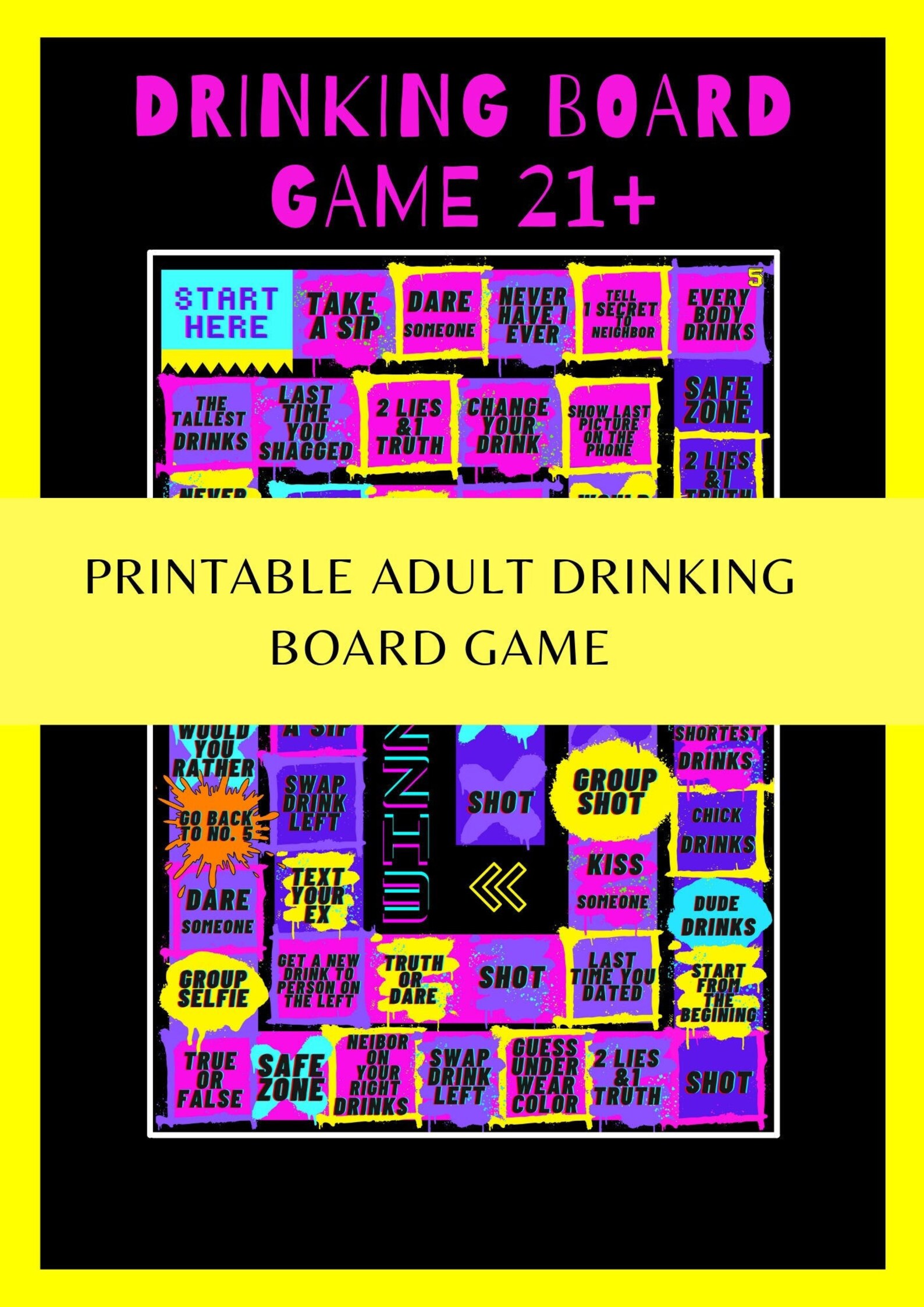 Adult Drinking Board Game, Brutal Drinking Party Game in Digital Files PDF and PNG Etsy