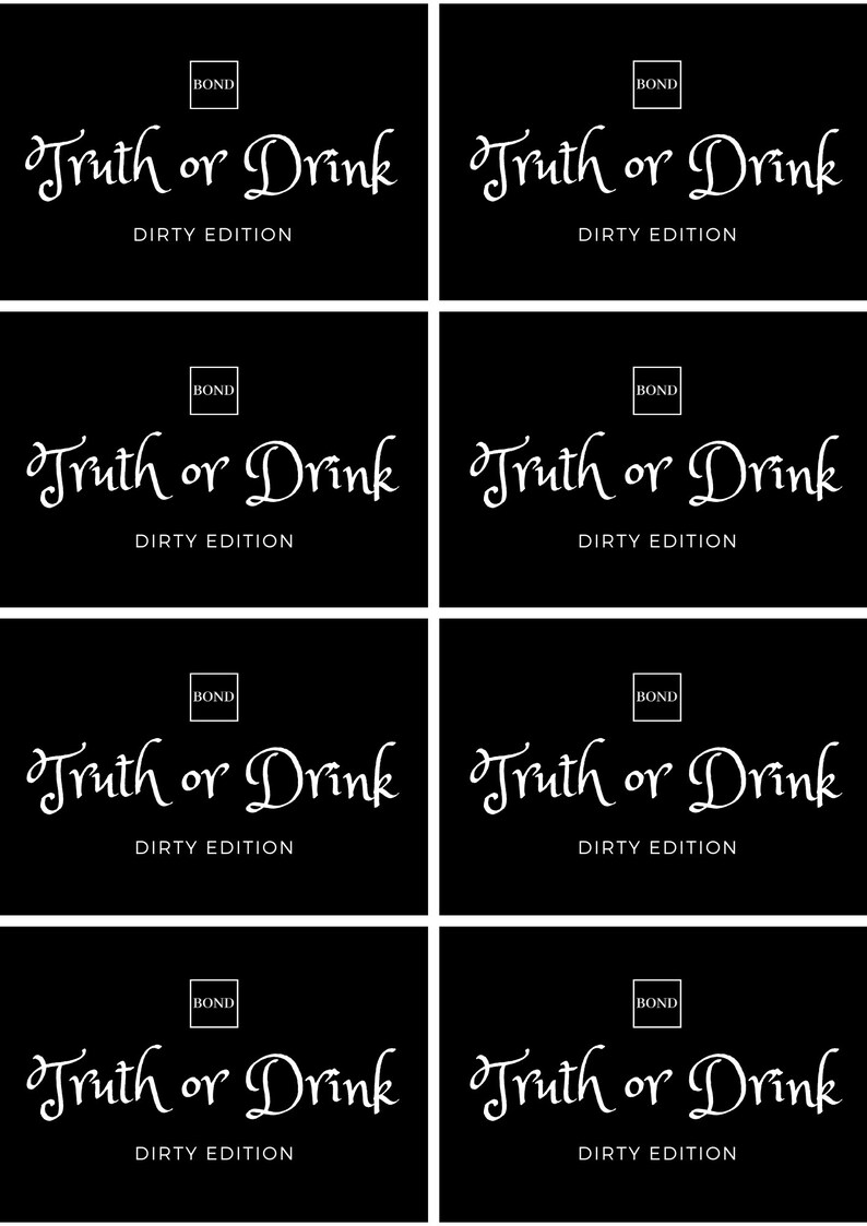 72 Cards Of Truth Or Drink Printable Card Game Adult themed Etsy UK